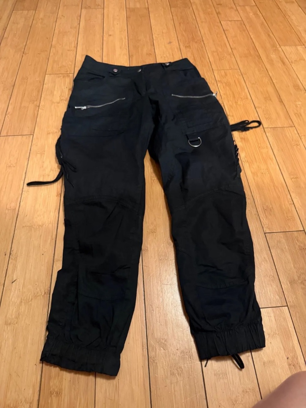 Black Italian Motivi Cargo Jogger Pants - Casual corset  Style